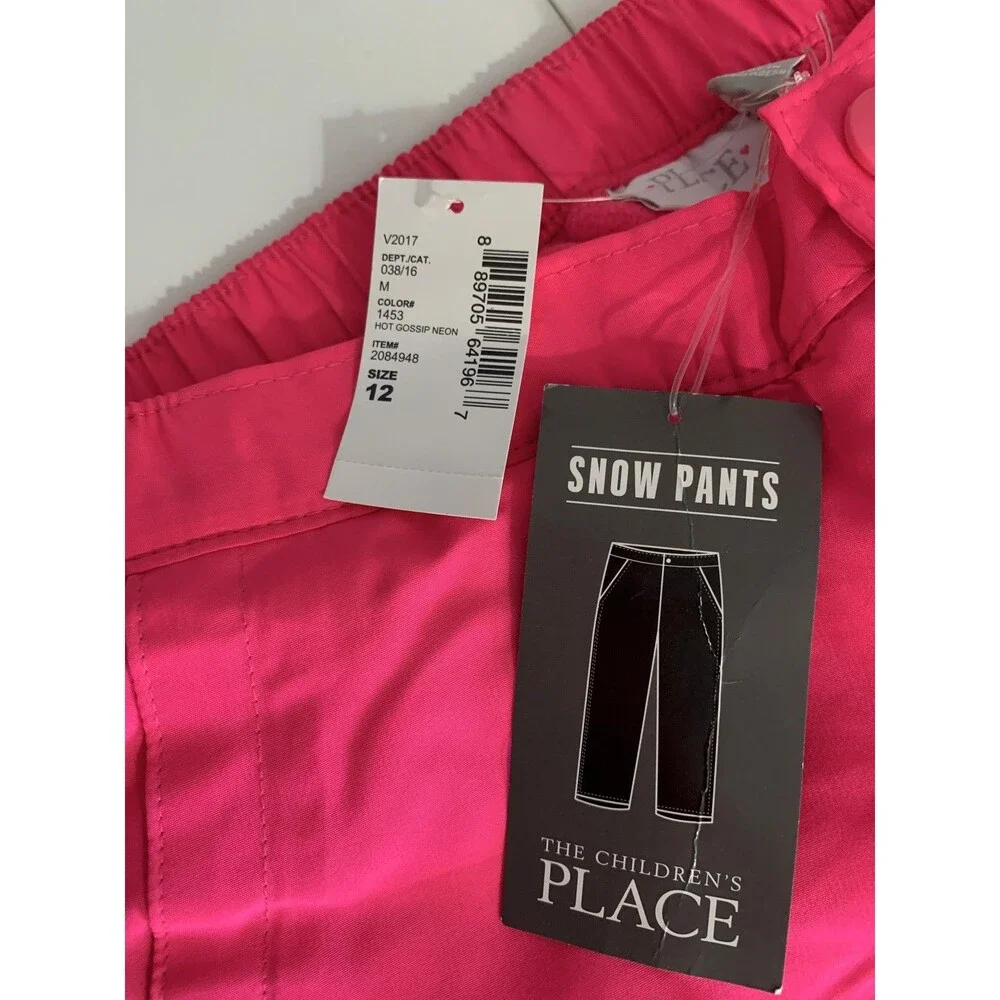The Children's Place Snow Pants Girls 12 Winter Fleece Lined Hot Gossip Neon